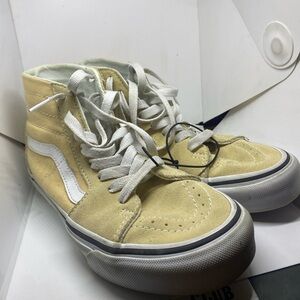 Vans High-Top Sneakers in Tan and White